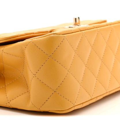 Lambskin Quilted Medium Crystal Top Handle Rectangular Flap Yellow
