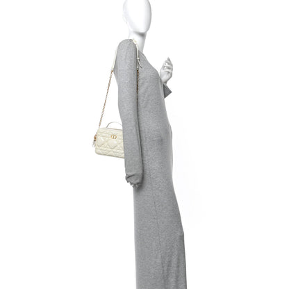 Calfskin Macrocannage Caro Box Bag Latte