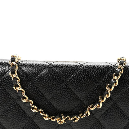 Caviar Quilted Wallet on Chain WOC Black