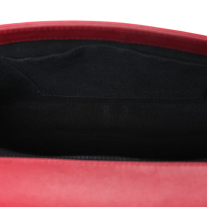 Patent Calfskin New Medium Plexiglass Boy Flap Red