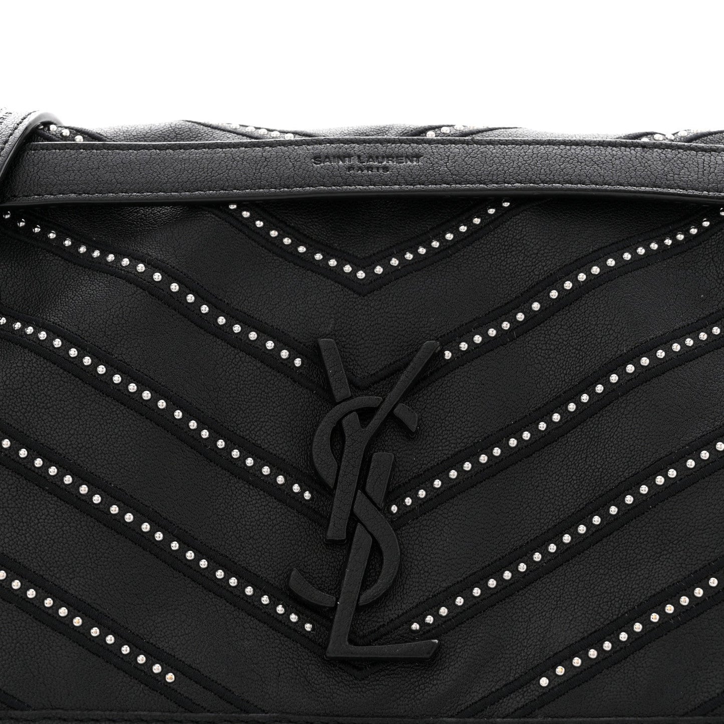 Calfskin Matelasse Monogram Microstud Medium Niki Chain Satchel Black