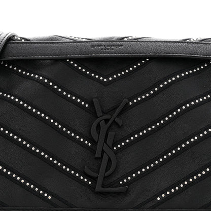 Calfskin Matelasse Monogram Microstud Medium Niki Chain Satchel Black