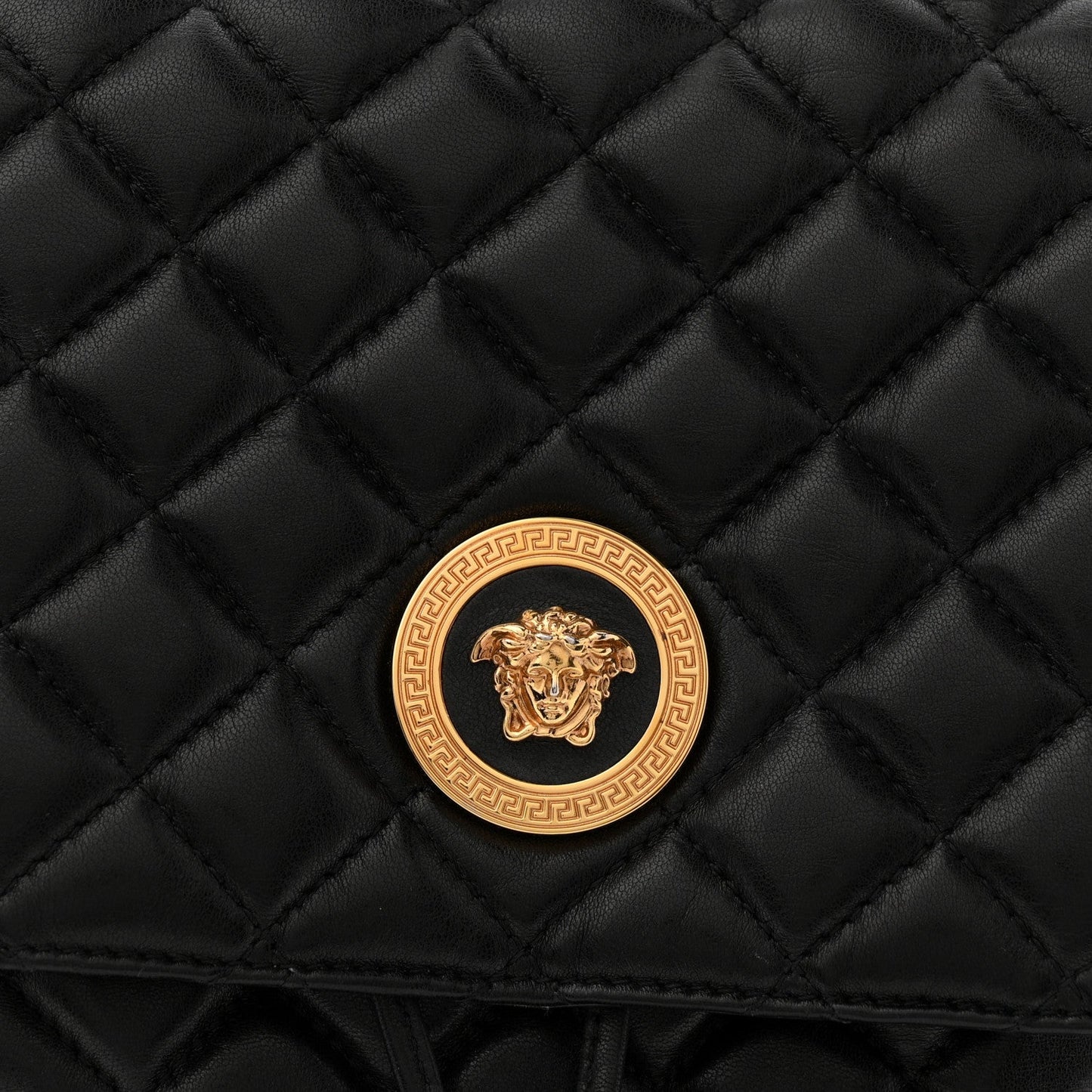 Calfskin Quilted Medusa Backpack Black