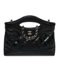 Shiny Crumpled Calfskin Quilted Nano 31 Shopping Bag Black