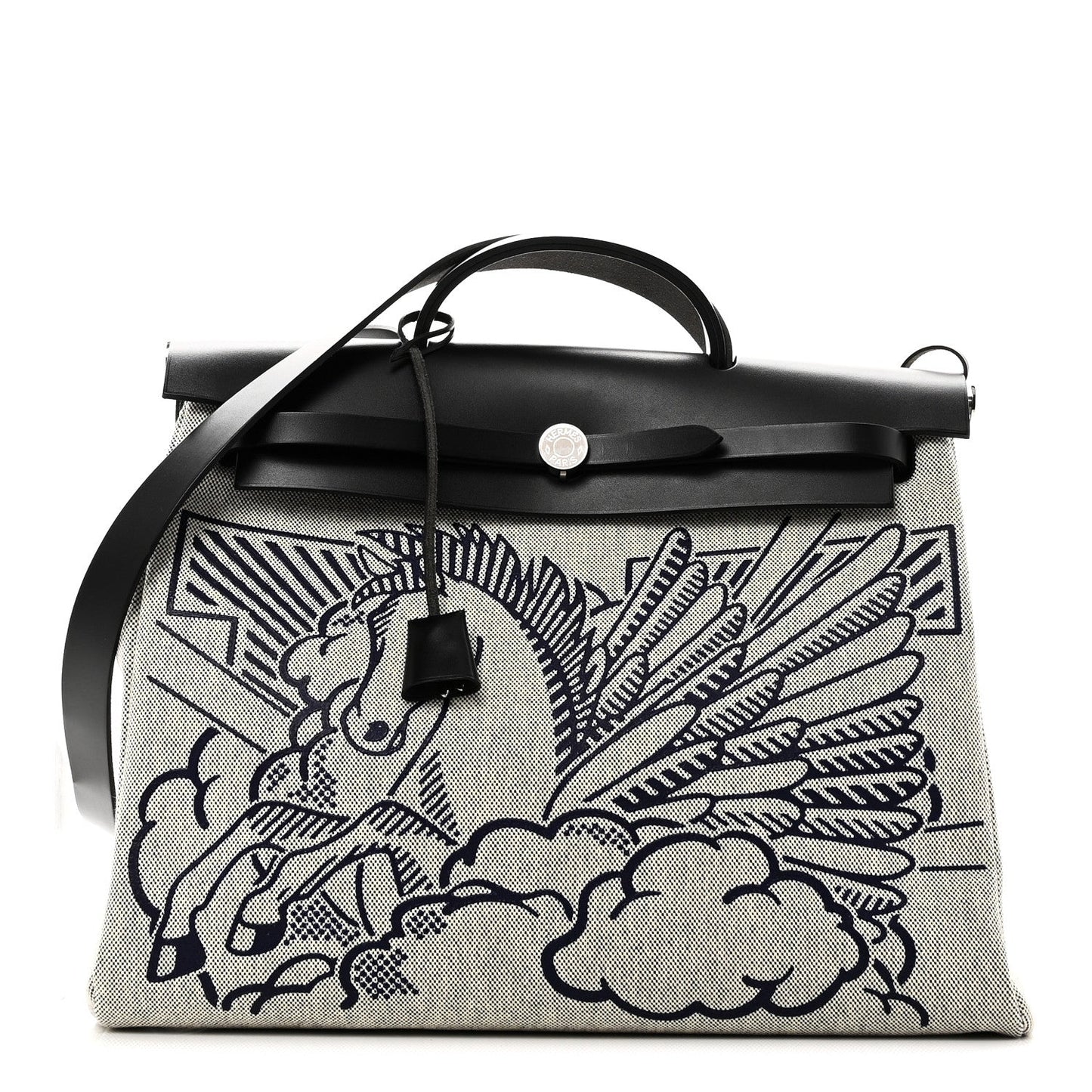 Vache Hunter Toile H Pegase Pop Herbag Zip Retourne 39 MM Bleu Indigo Ecru Black