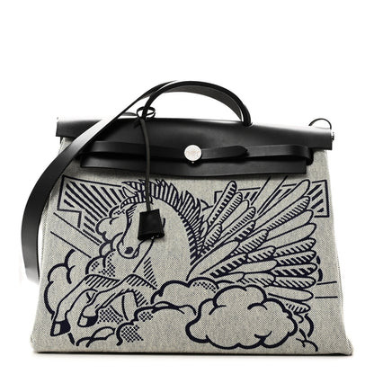 Vache Hunter Toile H Pegase Pop Herbag Zip Retourne 39 MM Bleu Indigo Ecru Black