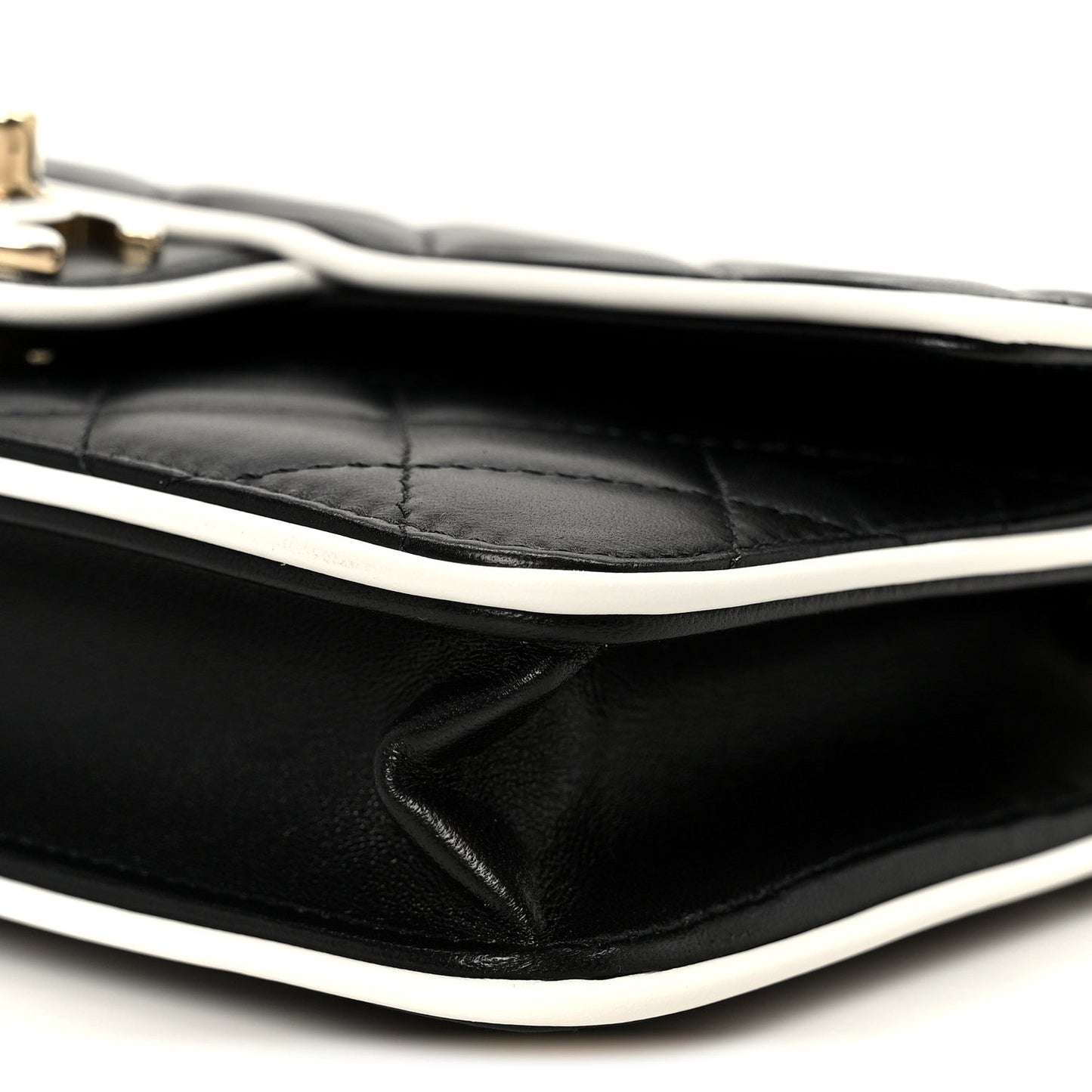 Lambskin Quilted Resin CC Mini Flap Bag Black White