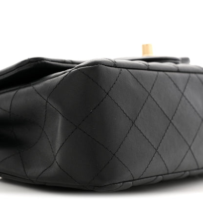 Lambskin Quilted Mini Rectangular Flap Black