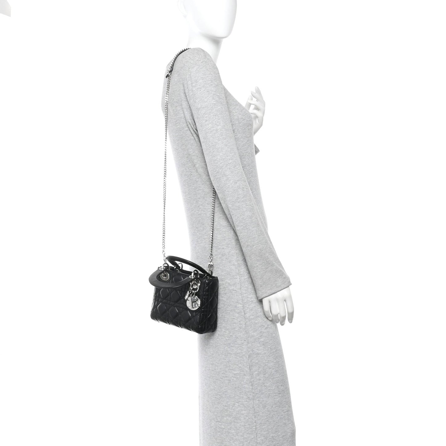 Lambskin Cannage Mini Lady Dior Black