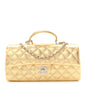 Metallic Caviar Quilted Top Handle East West Flap Gold