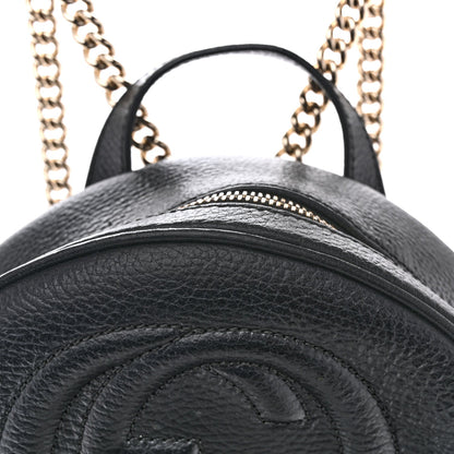 Pebbled Calfskin Soho Chain Backpack Black