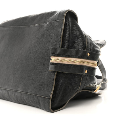 Goatskin Large Dalston Satchel Black