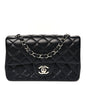 Lambskin Quilted Mini Rectangular Flap Black