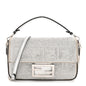 Crystal Vitello Laminato FF Mini Baguette Crystal Argento