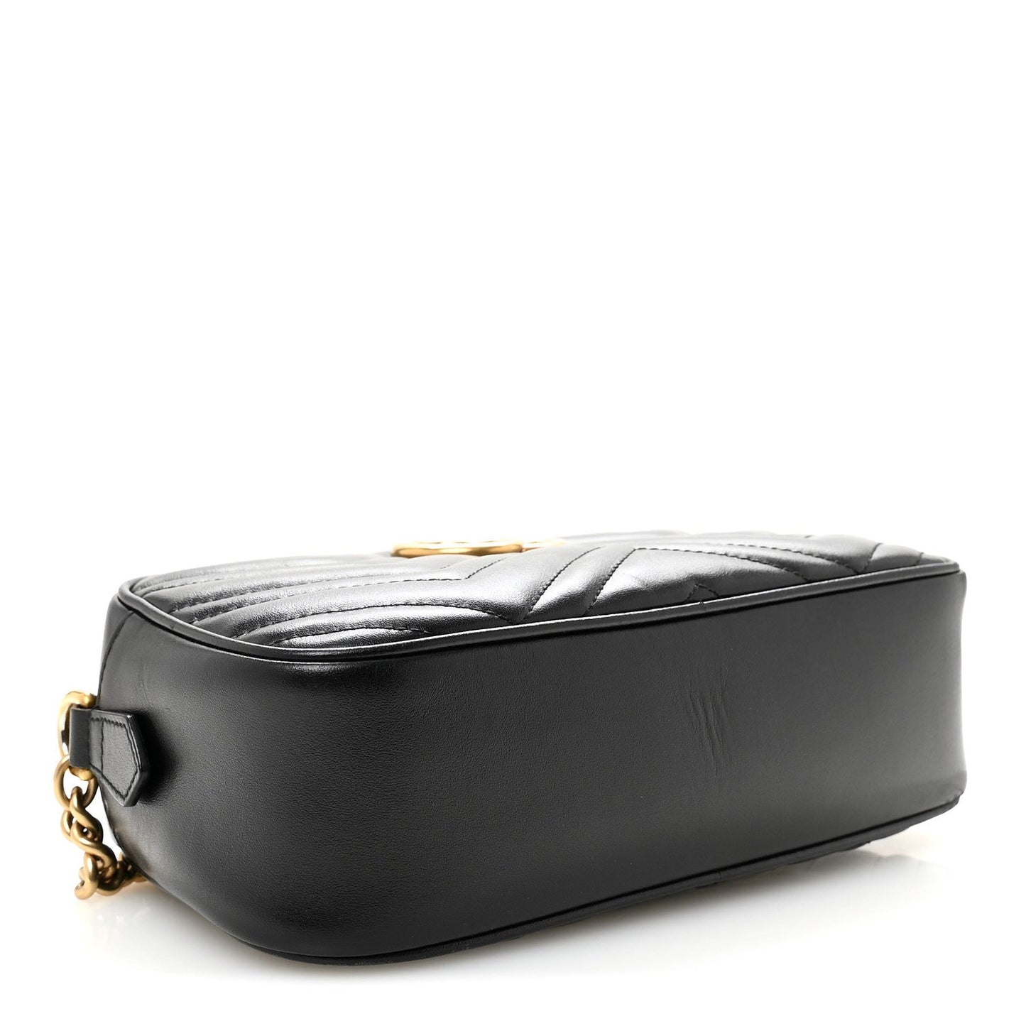 Calfskin Matelasse Small GG Marmont Chain Shoulder Bag Black