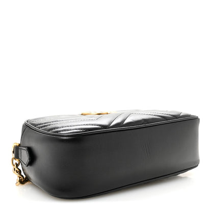 Calfskin Matelasse Small GG Marmont Chain Shoulder Bag Black