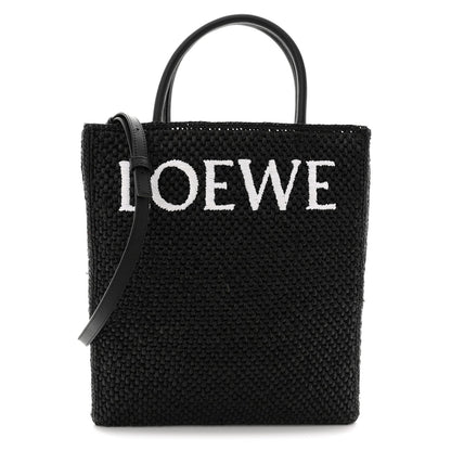 Raffia Calfskin Standard A4 Tote Bag Black