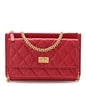 Aged Calfskin Quilted 2.55 Reissue Chain Wallet Red