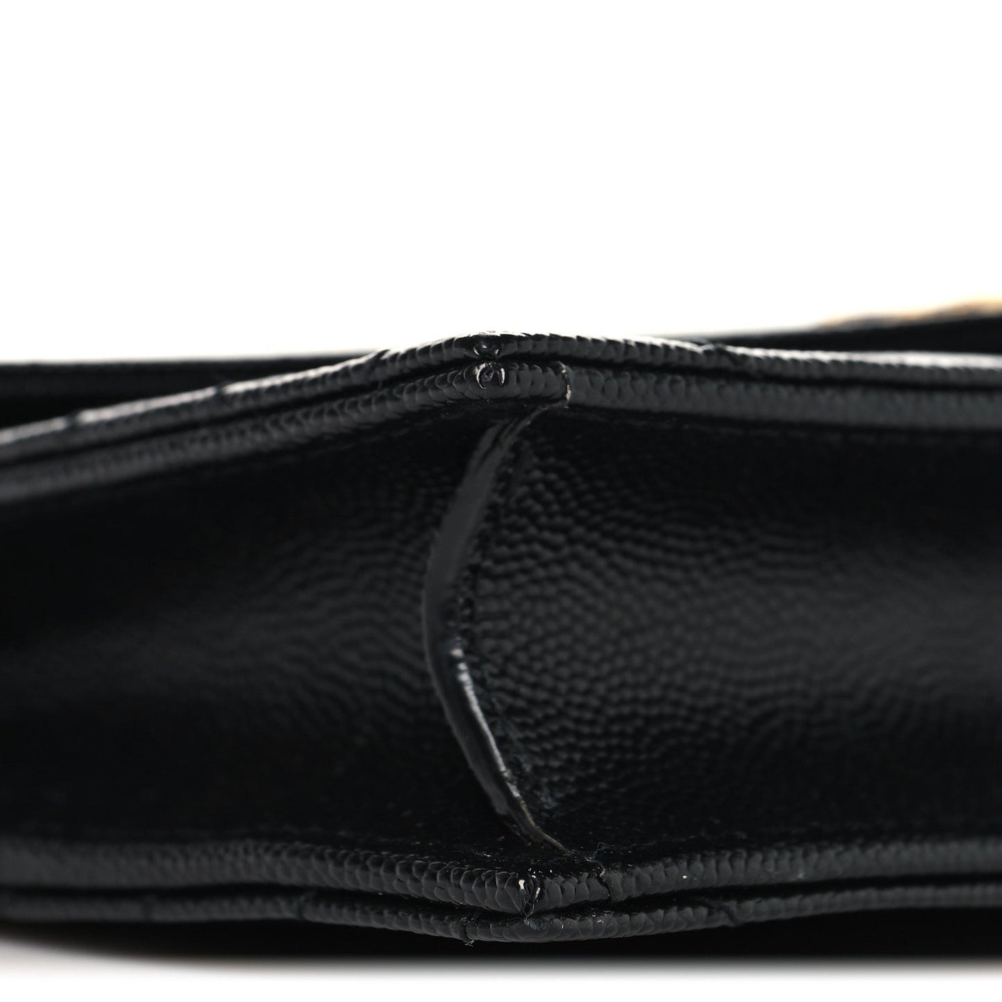 Grain De Poudre Matelasse Chevron Monogram Envelope Chain Wallet Black
