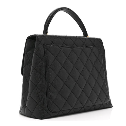 Caviar Quilted Jumbo Kelly Flap Black