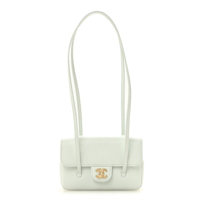 Shiny Caviar Mini Preppy Coco Shoulder Bag Light Blue