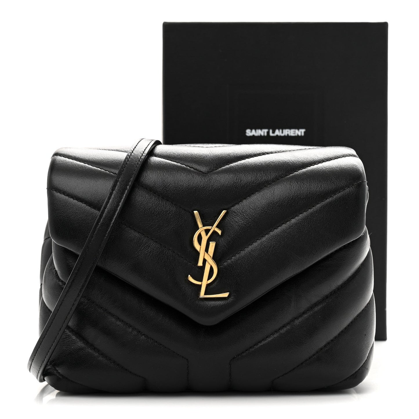 Calfskin Y Quilted Monogram Toy Loulou Crossbody Bag Black