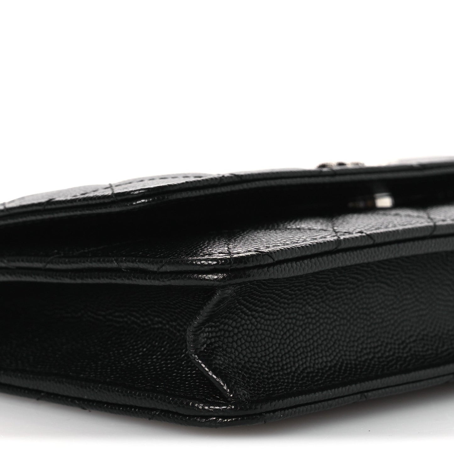 Caviar Quilted Crystal Star Wallet On Chain Black