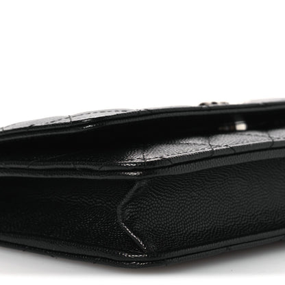 Caviar Quilted Crystal Star Wallet On Chain Black