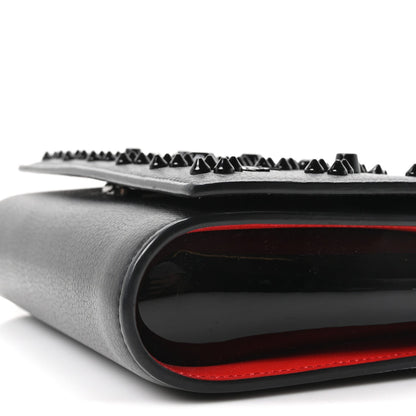 Calfskin Spikes Loubinthesky Paloma Clutch Black
