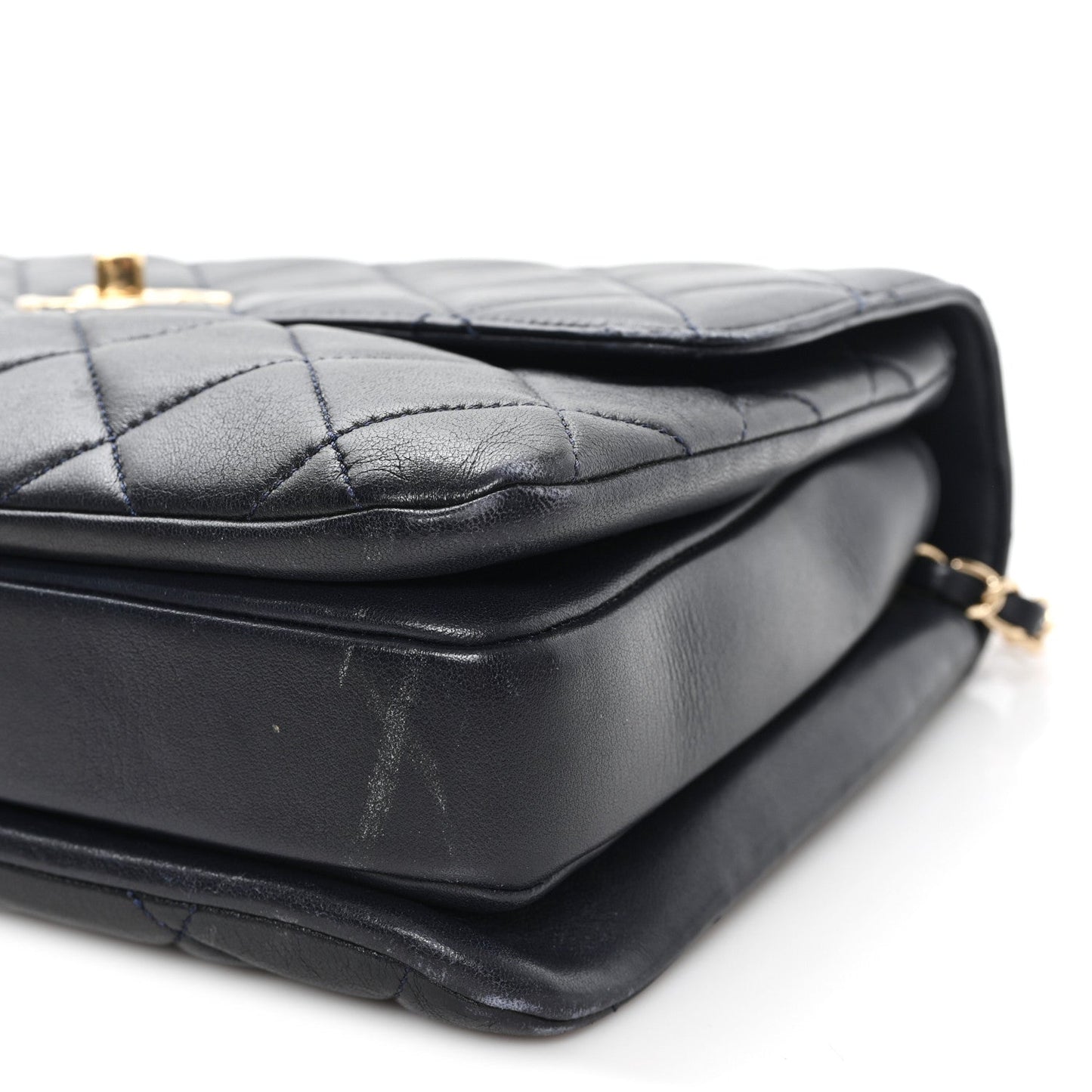 Lambskin Quilted Medium Trendy CC Flap Dual Handle Bag Black