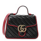 Vintage Effect Calfskin Matelasse Diagonal Mini Torchon GG Marmont Top Handle Shoulder Bag Black Romantic Cherry