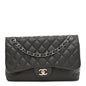Caviar Quilted Jumbo Double Flap Grey