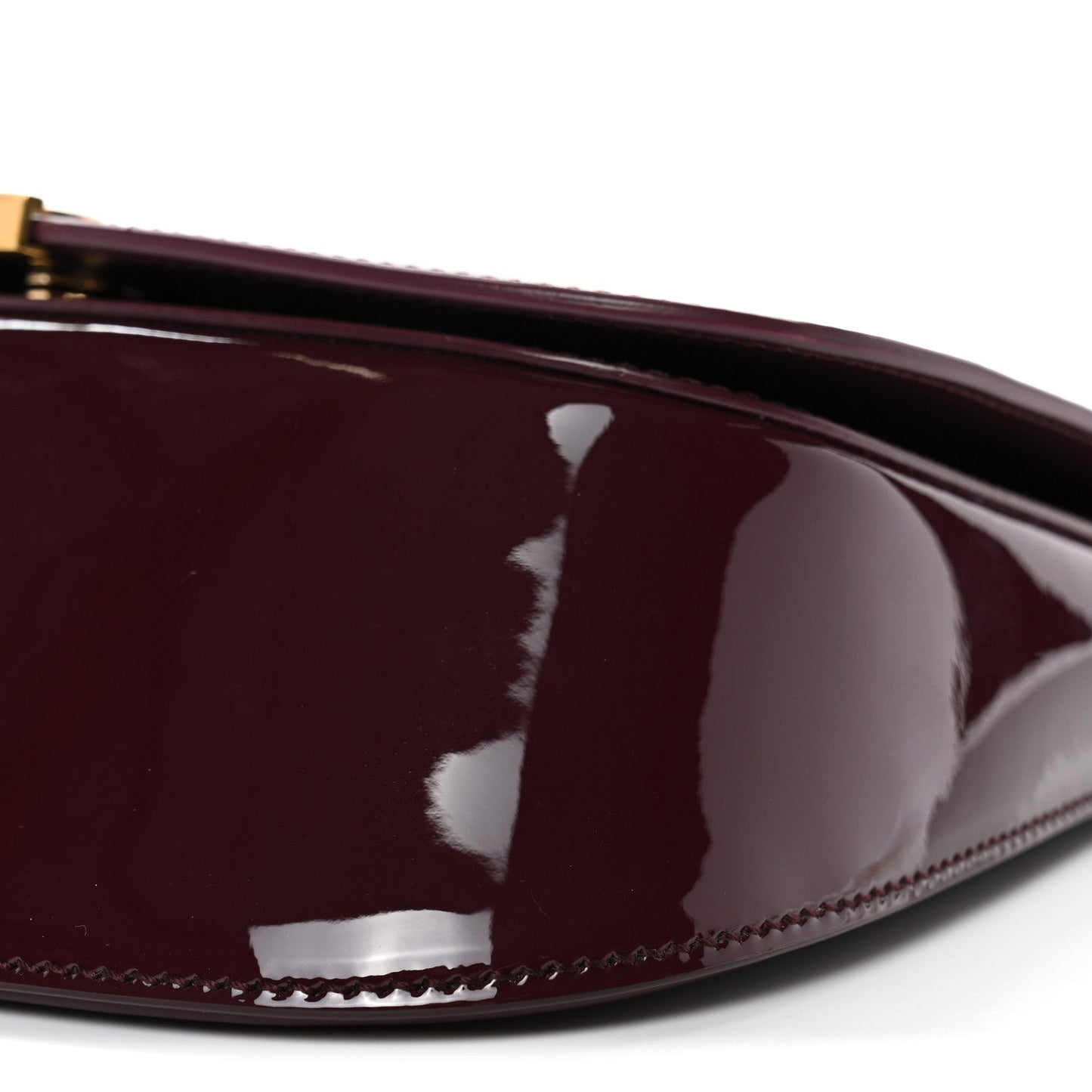Patent Calfskin Mini Voltaire Top Handle Bag Dark Wine