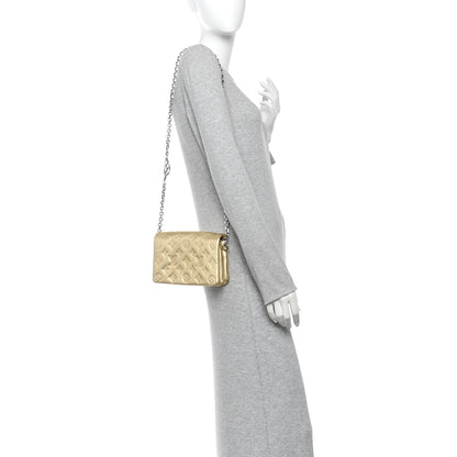 Metallic Lambskin Embossed Monogram Pochette Coussin Gold