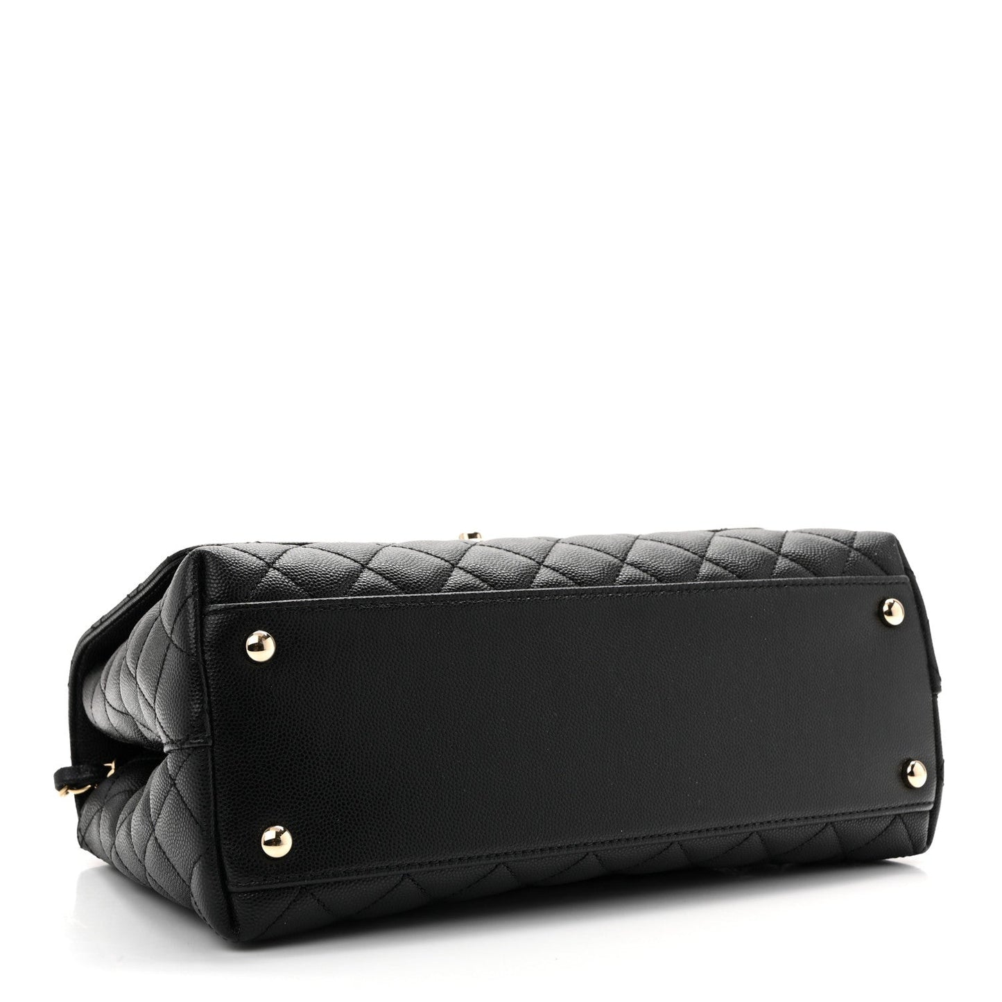 Caviar Quilted Small Coco Handle Flap Black