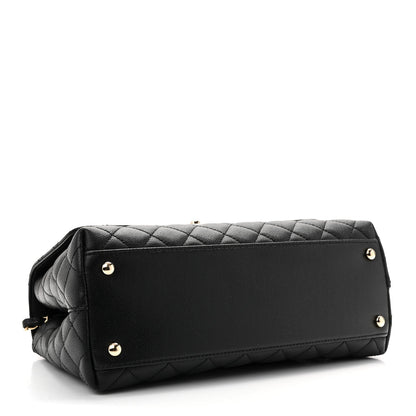 Caviar Quilted Small Coco Handle Flap Black