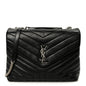 Calfskin Y Quilted Monogram Medium Loulou Chain Satchel Black