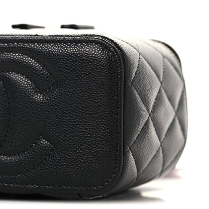 Caviar Quilted Small Vanity Case With Chain Black