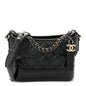 Patent Goatskin Quilted Small Gabrielle Hobo Black