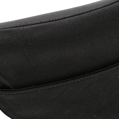 Satin Crystal Mini Saddle Bag Black