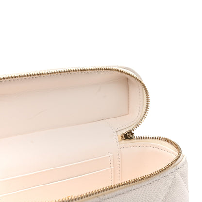 Caviar Quilted Top Handle Slim Vanity With Chain White