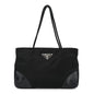 Tessuto Nylon Calfskin Shopping Tote Black
