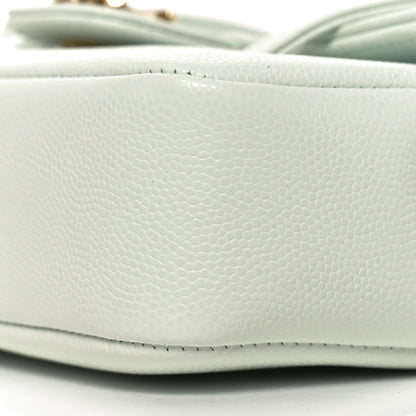 Shiny Caviar Mini Preppy Coco Shoulder Bag Light Blue