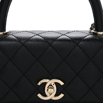 Caviar Quilted Maxi East West Coco Handle Flap Black