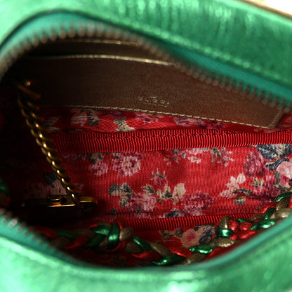 Laminated Nappa Trapuntata Mini Zumi Dome Shoulder Bag Rosso Jasmine Green Rame