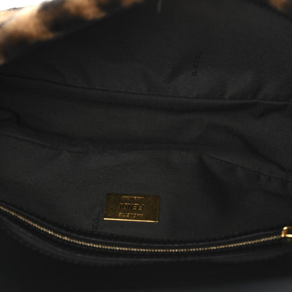 Shearling Vitello Dolce Macro FF 1974 Baguette Tobacco Black