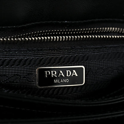 Saffiano Tessuto Nylon Chain Shoulder Bag Black