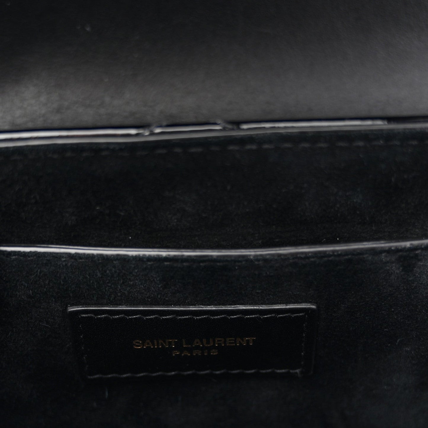 Patent Matelasse Monogram June Box Bag Black