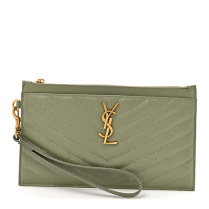 Grain De Poudre Chevron Monogram Large Bill Pouch Light Sage