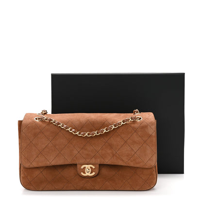Suede Calfskin Small Souplissimo Maxi Flap Camel